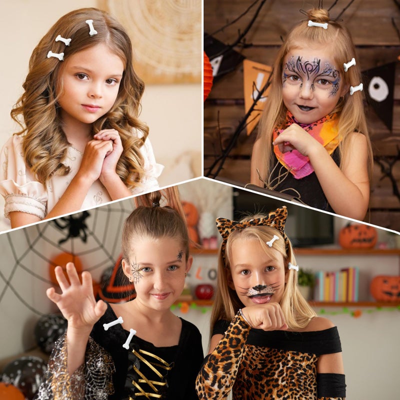 KICOSY 6Pcs Bone Hair Clips Barrettes for Women Girls, Alligator Hair Clip Halloween Cosplay Costume Hair Accessories Cutecore Skeleton Emo Barrettes for Party Costume and Daily Wear - Image 3